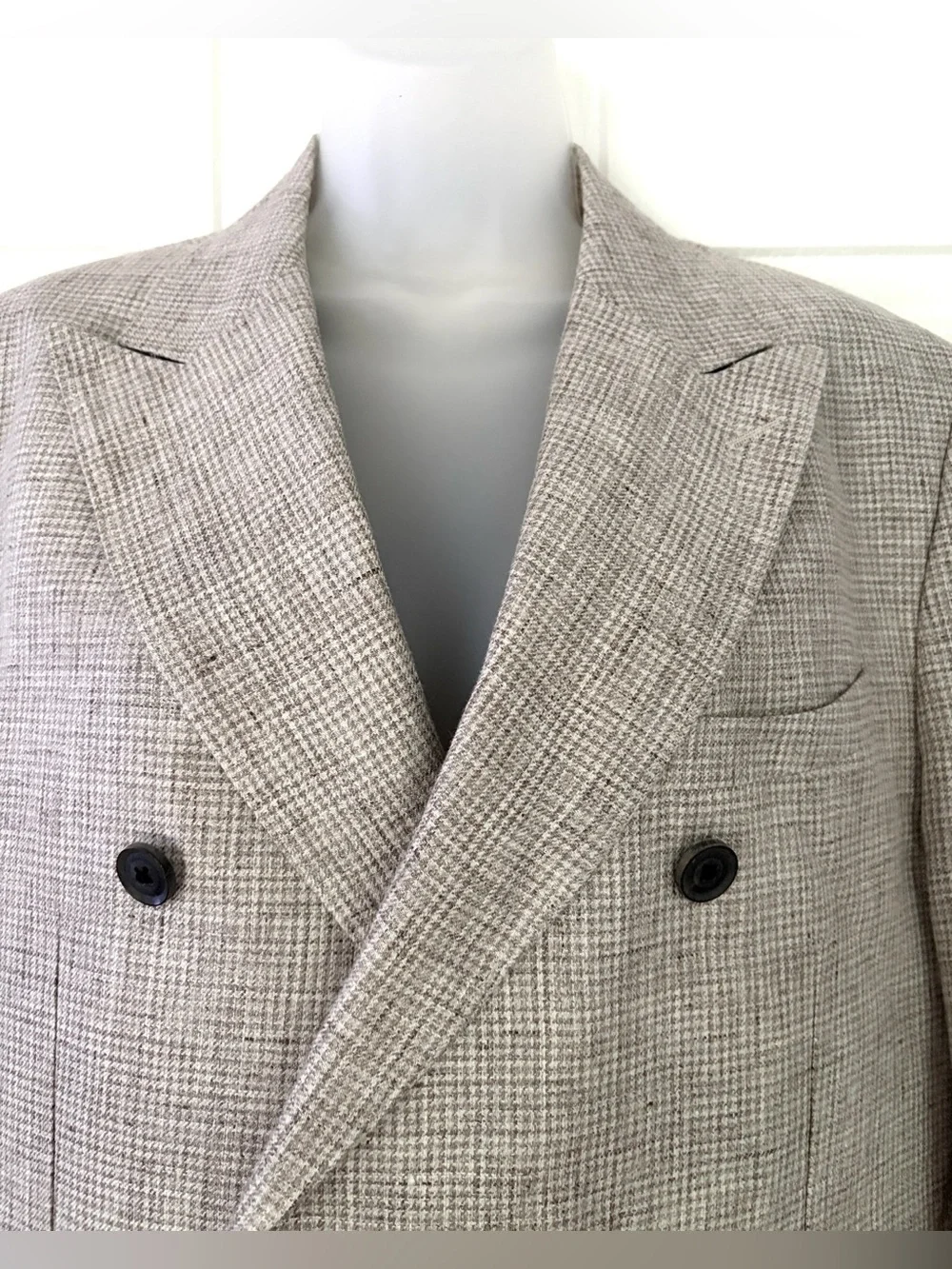 Reiss Blazer Angel Slim Fit Puppytooth Blazer Oatmeal Beige size 40